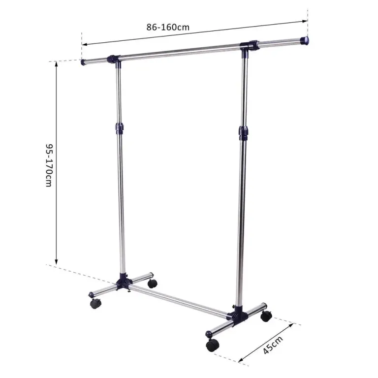 Klädställ Klädhängare Silver Rostfritt Stål med Hjul