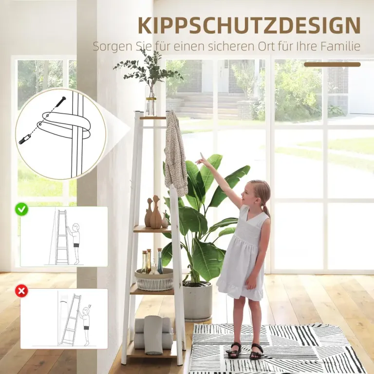Klädställ med Trapetsdesign 3 Våningar 8 Dubbla Krokar