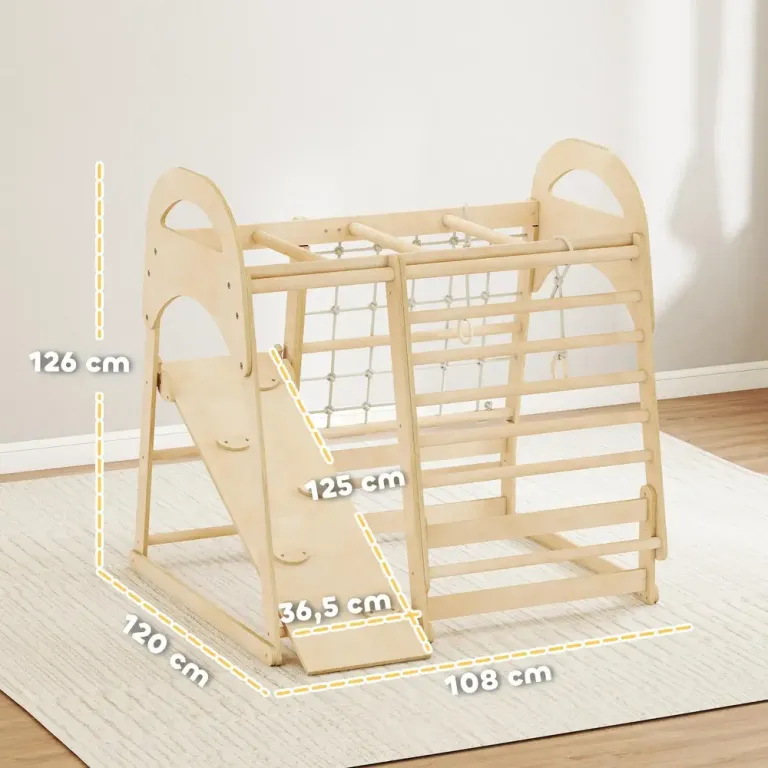 Klätterställning Inomhus Naturfärgad Trä för Barn 3 120 Cm Naturträ