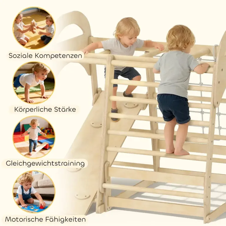 Klätterställning Inomhus Naturfärgad Trä för Barn 3 120 Cm Naturträ