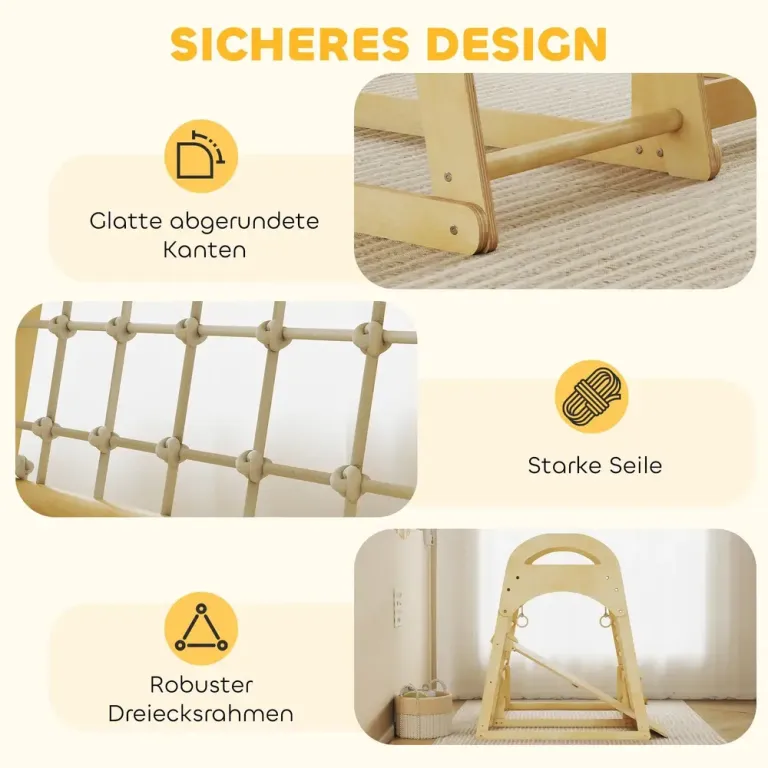 Klätterställning Inomhus Naturfärgad Trä för Barn 3 120 Cm Naturträ