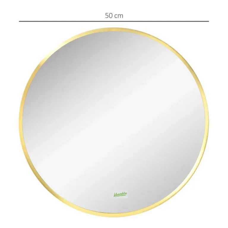 Kleankin Badrumsspegel Rund Väggspegel Guld 50 cm