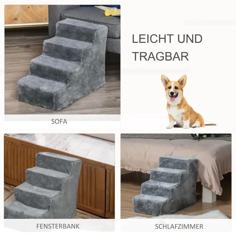 Hundtrappa 4 Steg Katttrappa för Säng och Soffa 35 cm Husdjursstege