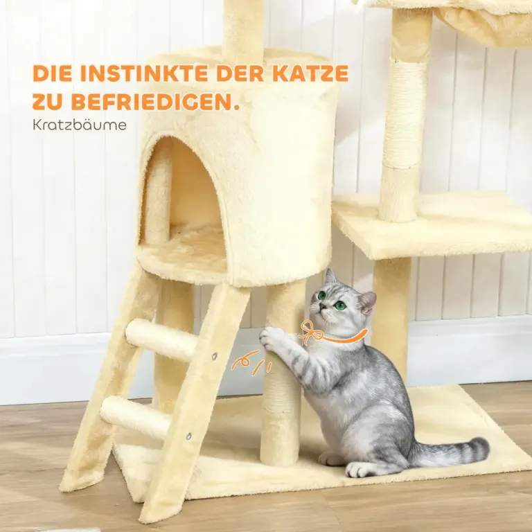 Klösträd Beige Sisal för Katter med Grotta och Leksaker
