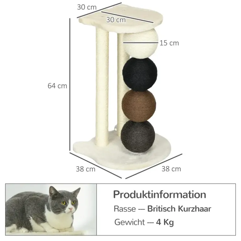 Klösträd för Katter med Koja och Sisalpelare 15 cm
