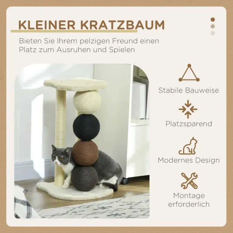 Klösträd för Katter med Koja och Sisalpelare 15 cm