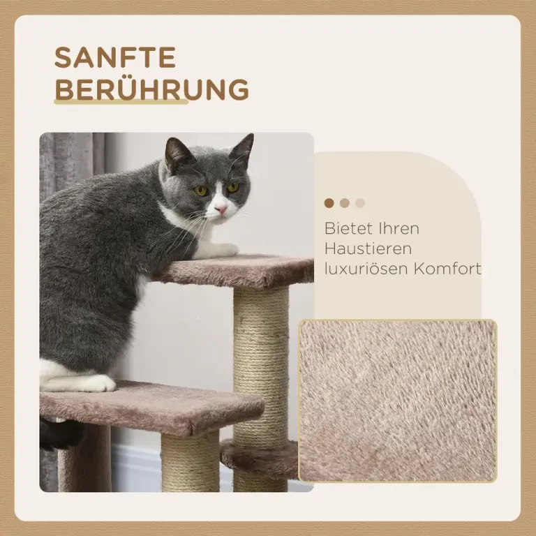 Klösträd för Katter med Koja och Sisalpelare Katttrappa Boll Steg