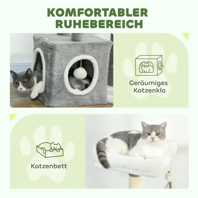 Klösträd för Katter med Sisalpelare 107 cm Kattträd Flera Nivåer