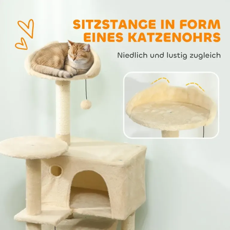 Klösträd för Katter med Sisalpelare 140 cm Kattträd Hängmatta Kojor
