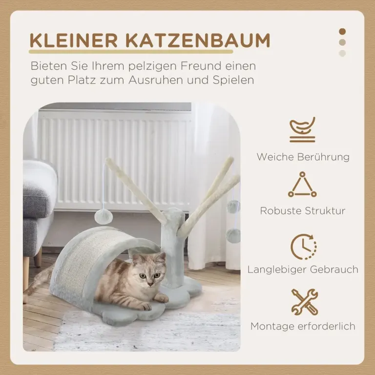 Klösträd för Kattungar och Små Katter Spel Klösstam Sisal Ljusgrå