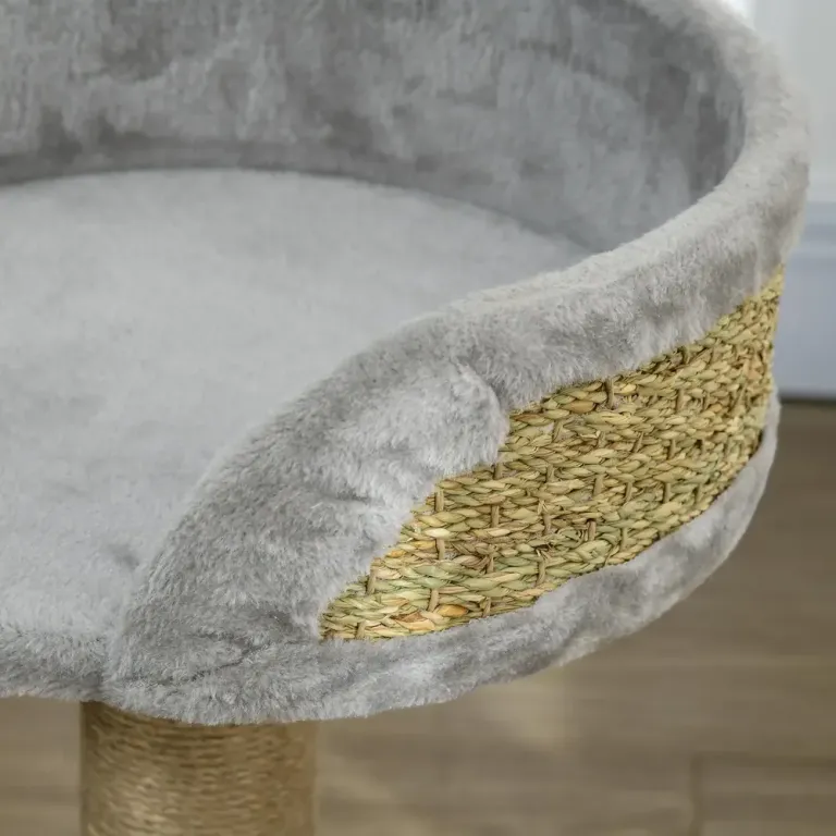 Klösträd Litet Jutegrå av Sisal och Plysch 49 cm Kattsäng Stolpe