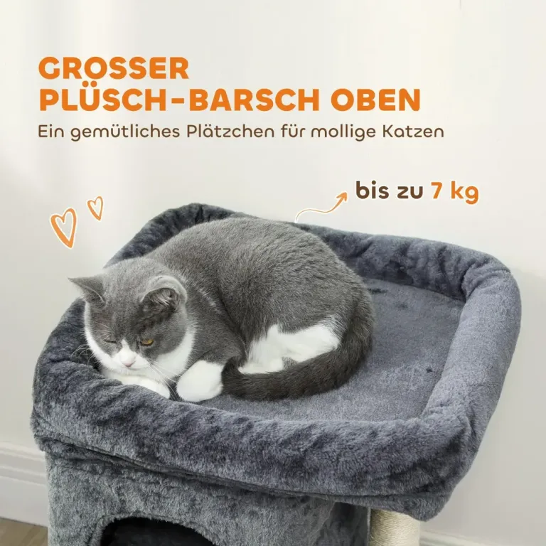 Klösträd Kompakt Mörkgrå Sisal och Plysch för Katter 98 cm
