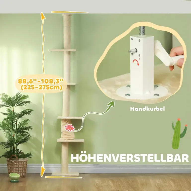 Klösträd Takhög Krämvit av Sisal och Plysch för Höjd Stabil