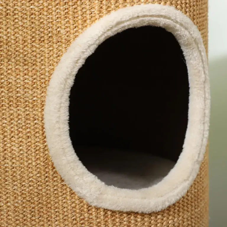 Klösträd Takhög Vit av Sisal och Plysch för Kattgrotta Dubbla Nivåer