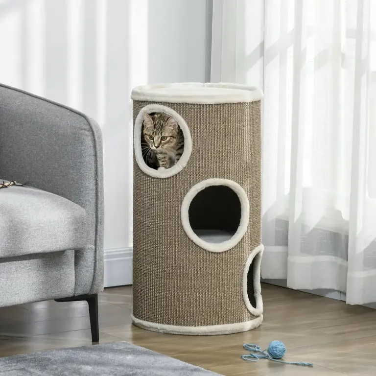 Klöstunna för Katt med Mjuk Plysch och Sisal Katthus Grottor