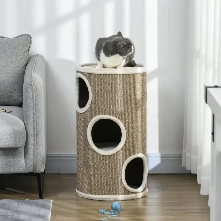 Klöstunna för Katt med Mjuk Plysch och Sisal Katthus Grottor