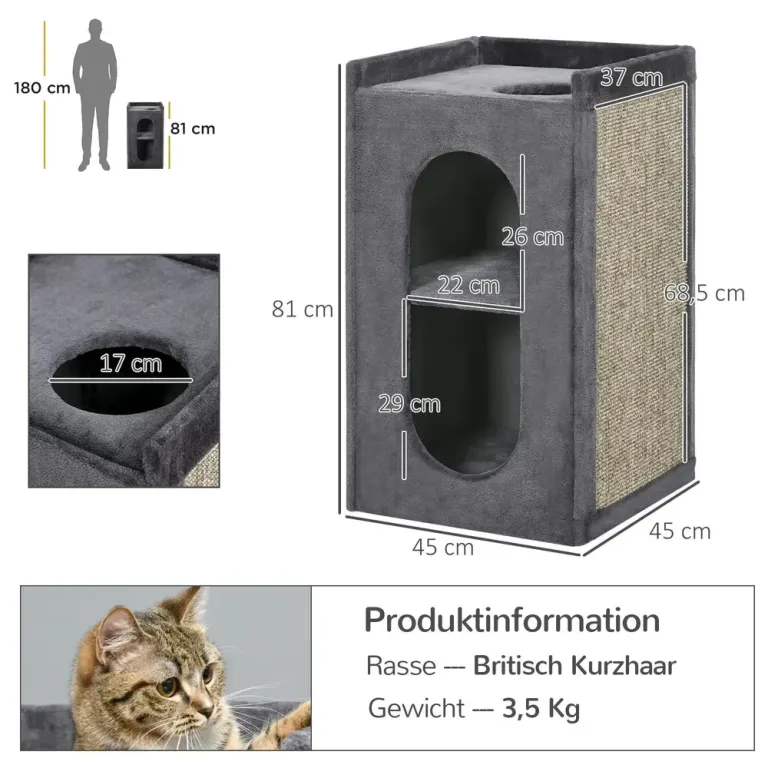 Klöstunna med Två Kattgrottor och Liggplats, Grå