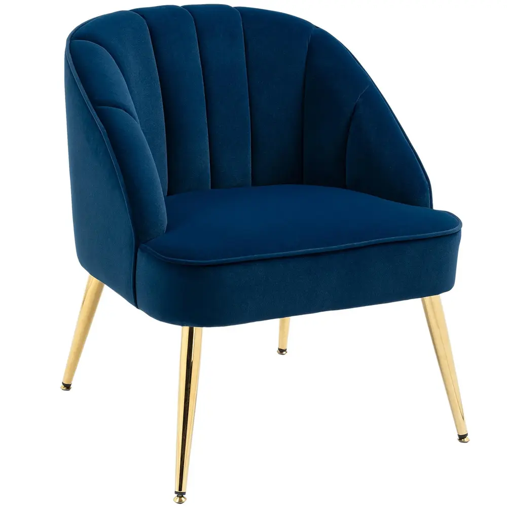 Fåtölj i Retrodesign med Sammetsoptik och Guldben