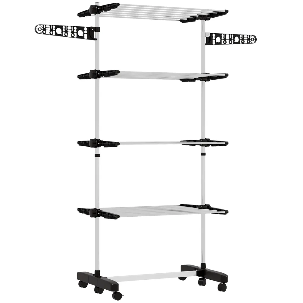 Torkställning Klädtork med Hjul Svart av 142 x 55 x 172 Cm