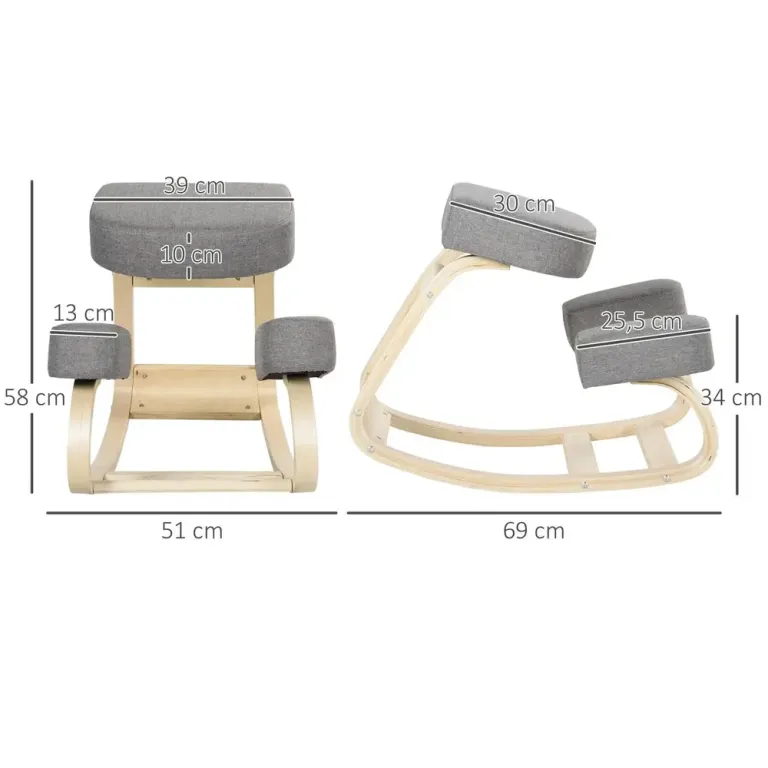 Knästol Ergonomisk Sittpall för Sund Sittställning Björkträ