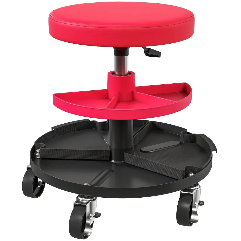 Höjdjusterbar Verkstadspall med Hjul och Brickor 40-51 Cm