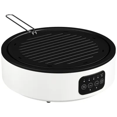 Kokplatta Keramisk Dubbel Vit Glas och Metall Keramikhäll Grill