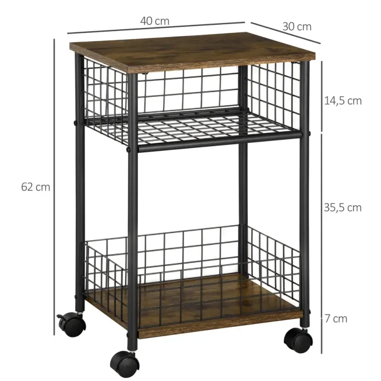 Köksvagn med Korgar och Hyllor Rullbar Industriell Design
