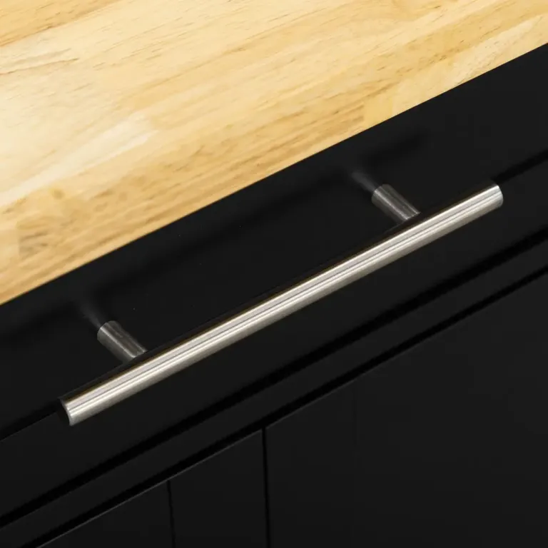 Serveringsvagn Vit av Trä Vagn, Svart Köksö Hjul Slitstarkt