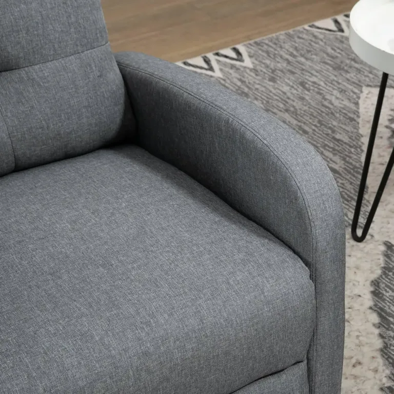 Komfortabel Relaxfåtölj med Liggfunktion och Fotstöd Grå Linneffekt