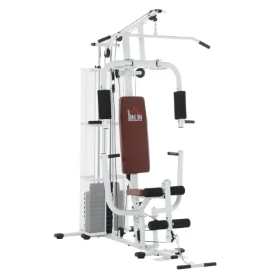 Multigym med Latdrag och 45 kg Vikter, Vitt
