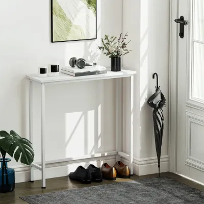 Konsolbord Hallbord med Fotkuddar och Tippskydd Marmoreffekt