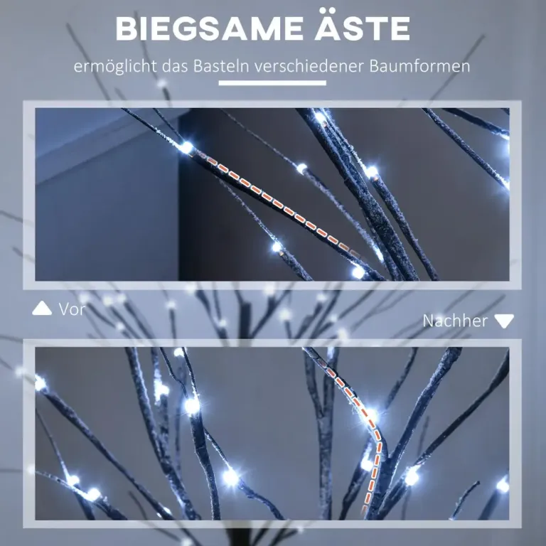 Konstgjord Björk med 96 Varmvita Mikro-LED Brun 150 cm