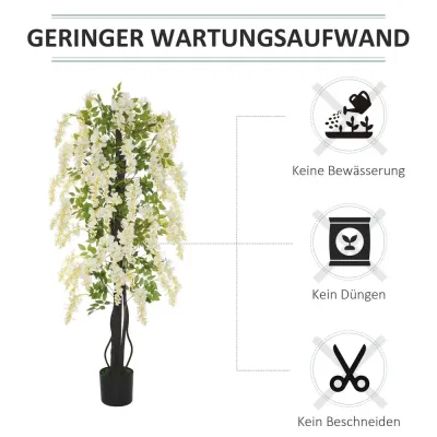 Konstgjord Blåregn Konstgjorda Plastblommor i 165 cm, Vit