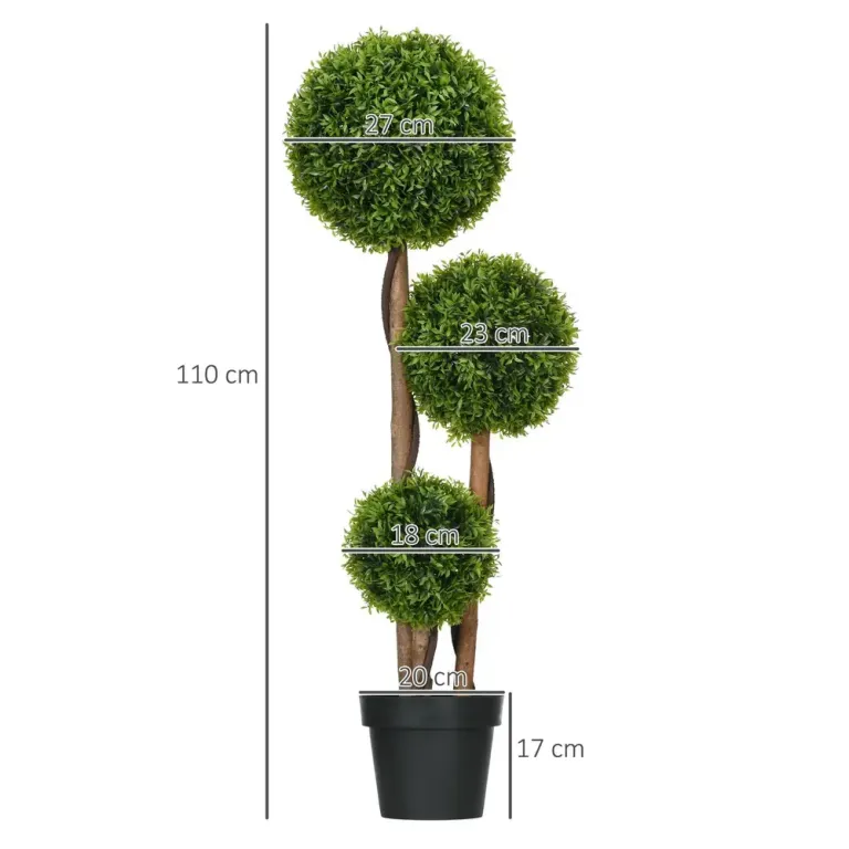 Konstgjord Buxbom 3 Bollformade Buskar och Yta 110 cm Grön Beständig