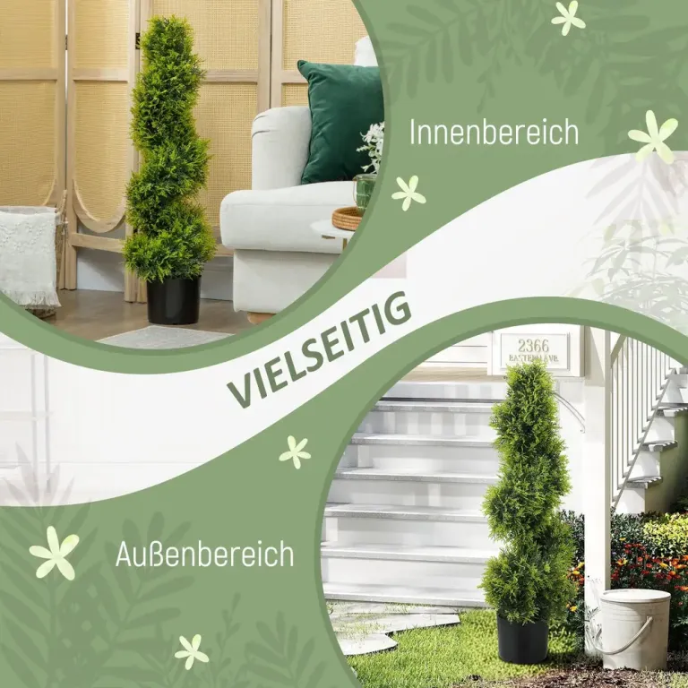 Konstgjord Cypress i Spiralform Växt i 90 cm Konstgjort Spiralt Träd
