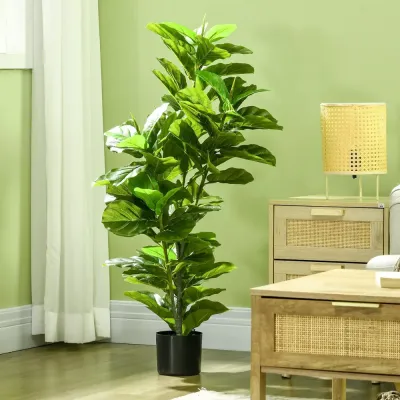 Konstgjord Ficus 90 Realistiska Blad 110 cm, Grön Fikusväxt Kruka