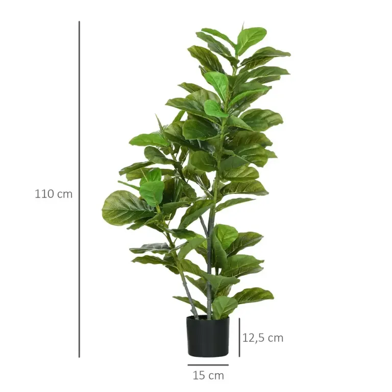 Konstgjord Ficus 90 Realistiska Blad 110 cm, Grön Fikusväxt Kruka