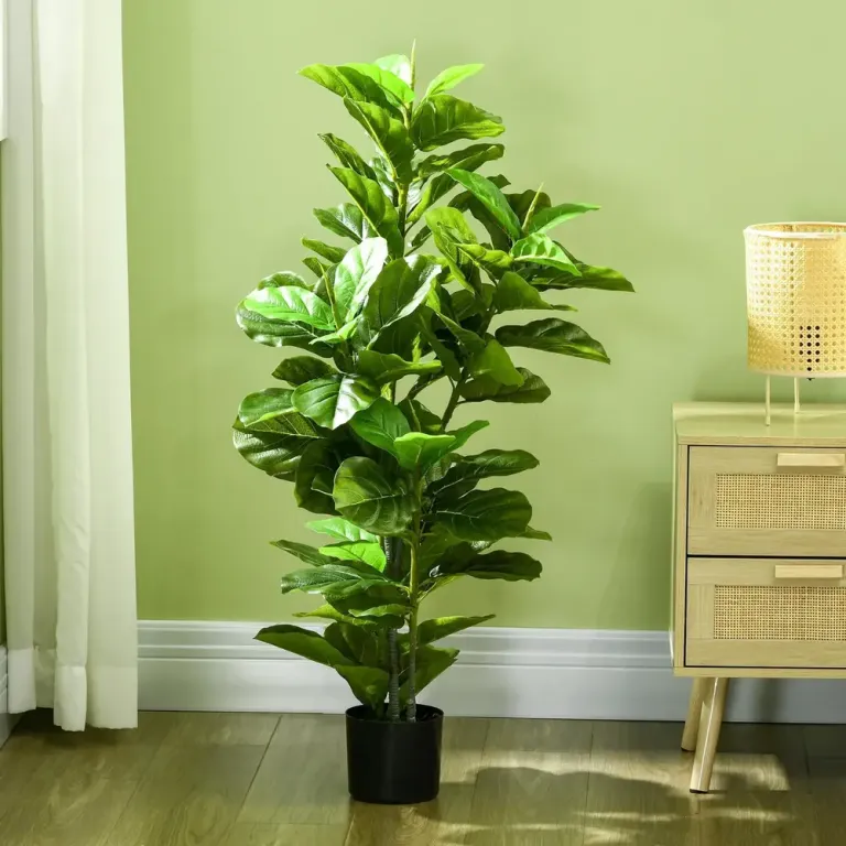 Konstgjord Ficus 90 Realistiska Blad 110 cm, Grön Fikusväxt Kruka