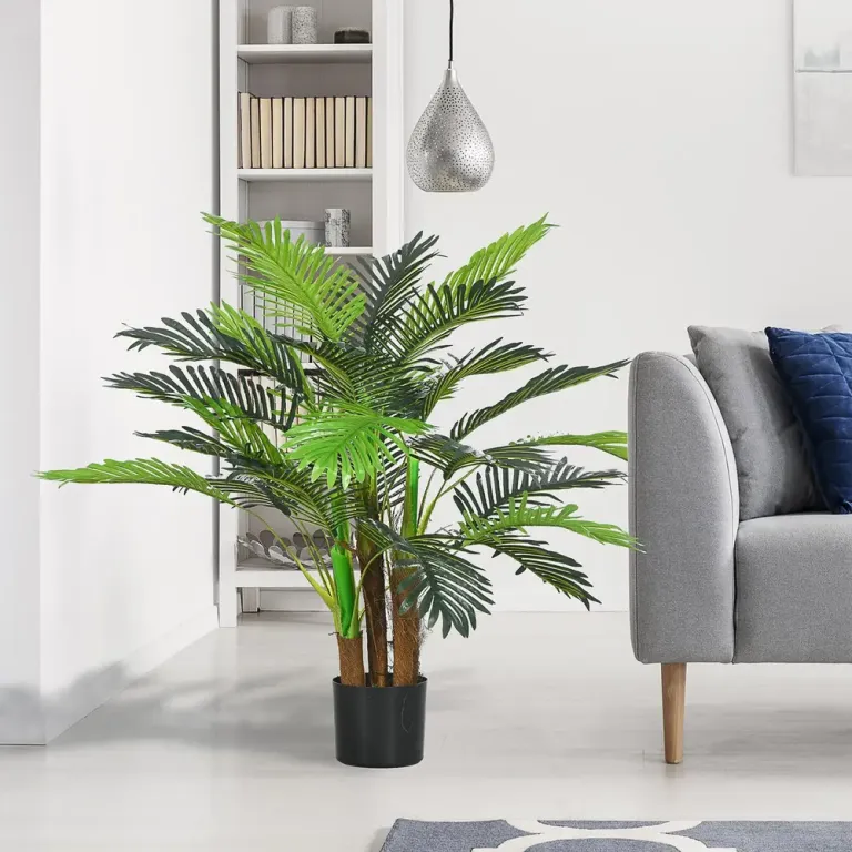 Konstgjord Palm Realistiska Grenar Dekorativ Växt 1 m Plast Kruka