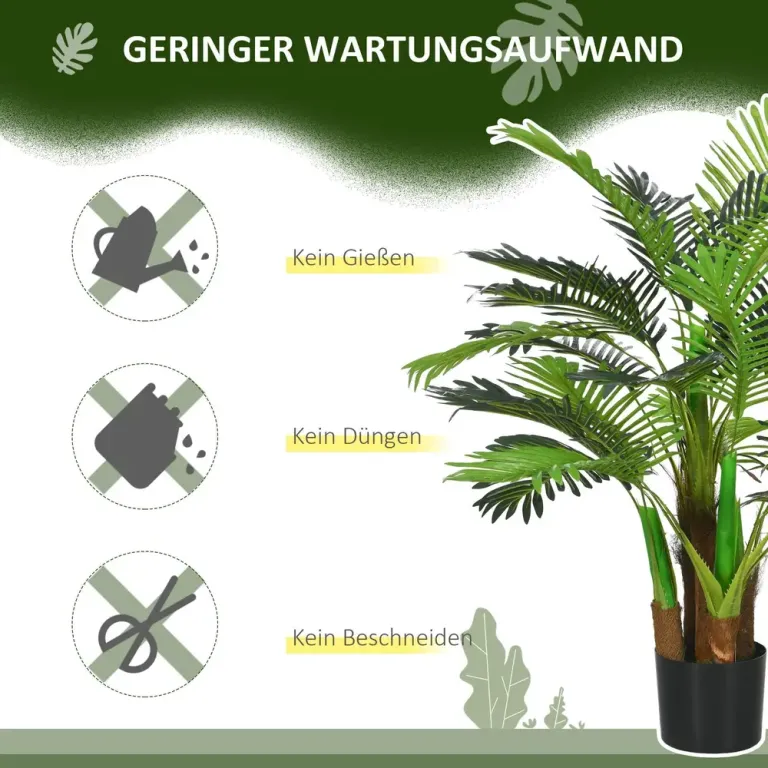 Konstgjord Palm Realistiska Grenar Dekorativ Växt 1 m Plast Kruka