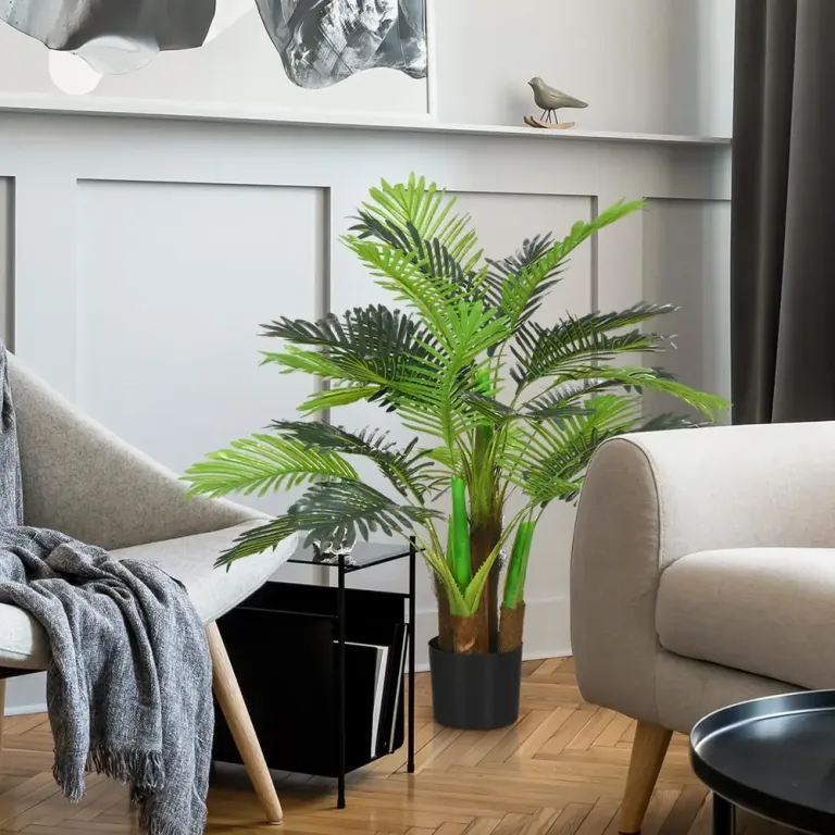 Konstgjord Palm Realistiska Grenar Dekorativ Växt 1 m Plast Kruka