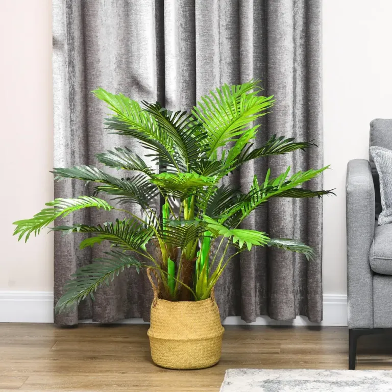 Konstgjord Palm Realistiska Grenar Dekorativ Växt 1 m Plast Kruka
