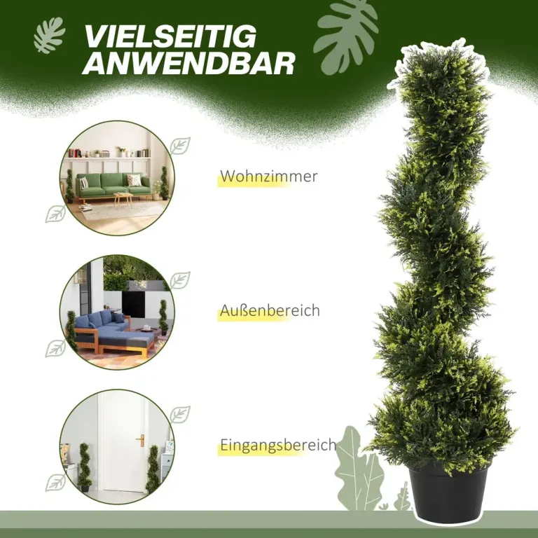 Konstgjord Växt Ceder Konstträd i Kruka Grön av Plast 90 cm Spiral