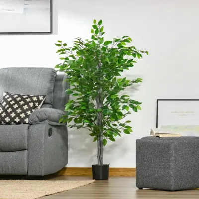 Konstgjord Växt Ficus Konstträd i Kruka Grön 135 cm Ficusväxt Plast