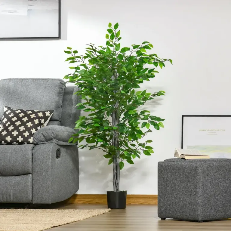 Konstgjord Växt Ficus Konstträd i Kruka Grön 135 cm Ficusväxt Plast