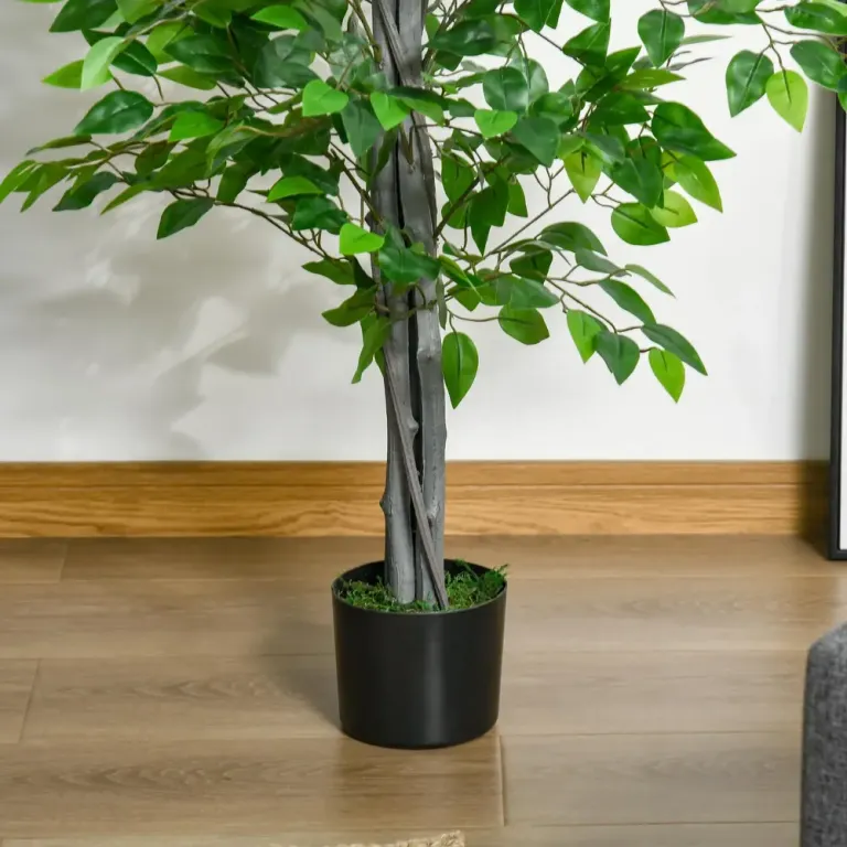 Konstgjord Växt Ficus Konstträd i Kruka Grön 135 cm Ficusväxt Plast