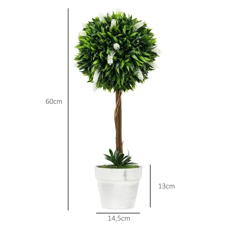 Konstgjord Växt Lavendel Set 2 Krukväxter Lila 60 cm, Vit Konstväxt