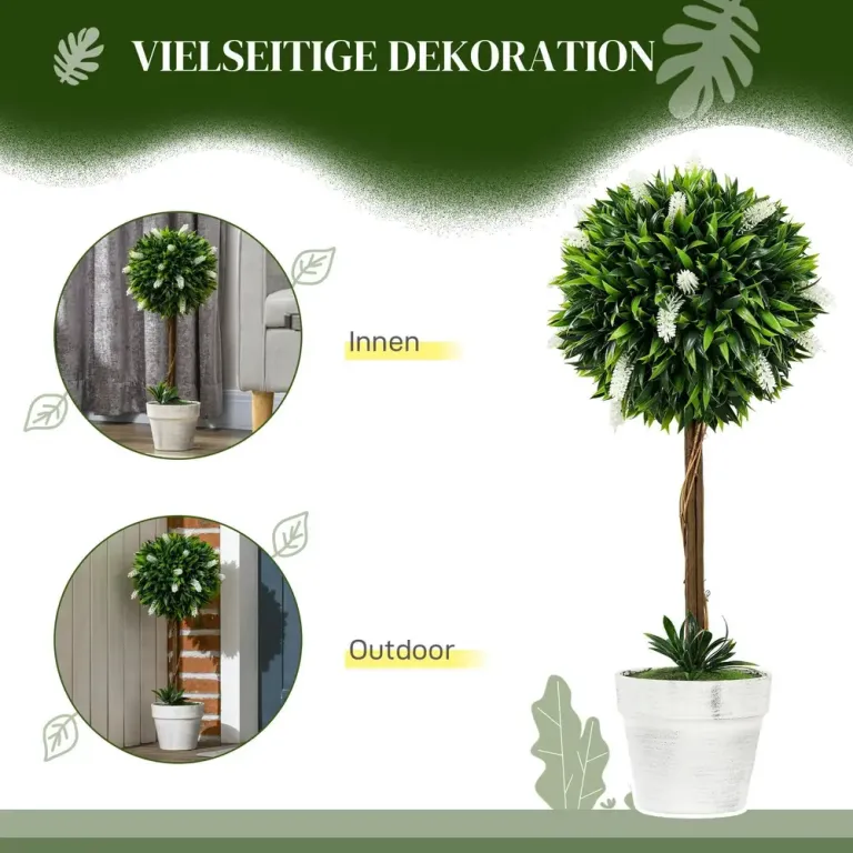 Konstgjord Växt Lavendel Set 2 Krukväxter Lila 60 cm, Vit Konstväxt
