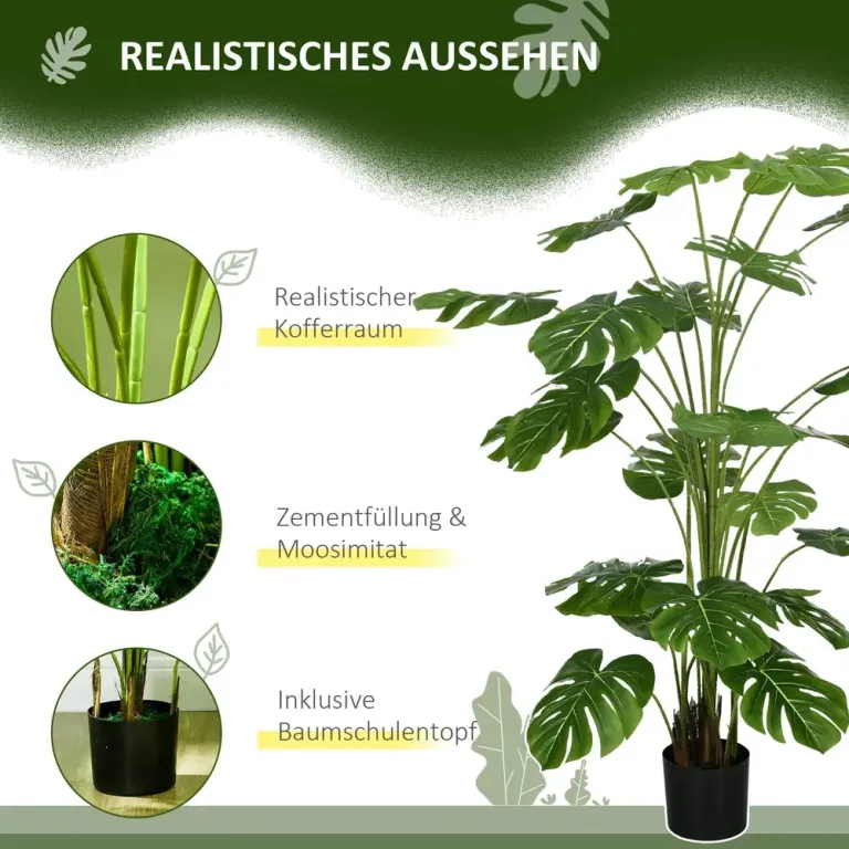 Konstgjord Växt Monstera Grön av Plast Konstträd 180 cm Konstväxt
