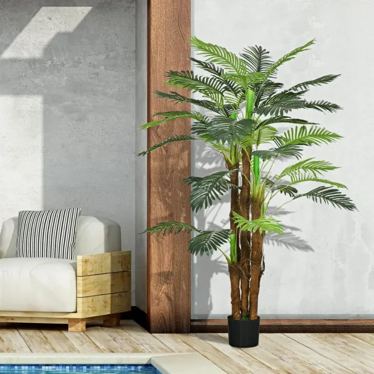 Konstgjord Växt Palm Grön av Plast Konstträd 36 160 cm Realistiska